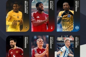 PFA英超3月最佳球员候选：B费、伊兰加、米伦科维奇在列